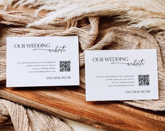 Wedding Website Enclosure Card Template, Modern & Classic, Editable, Website QR Code, Insert Card, Printable, Templett INSTANT Download