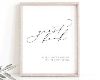 Guest Book Sign Template, Luxury Calligraphy, Editable Wedding Sign Printable, Please Sign Our Guestbook Sign,  Templett INSTANT Download