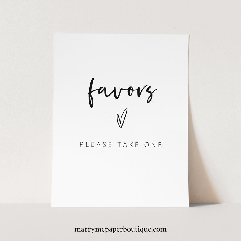 Favors Sign Template, Love Heart, Modern Wedding Favors Sign, Printable, Editable, Please Take a Favor Sign, 8x10, Templett INSTANT Download image 2