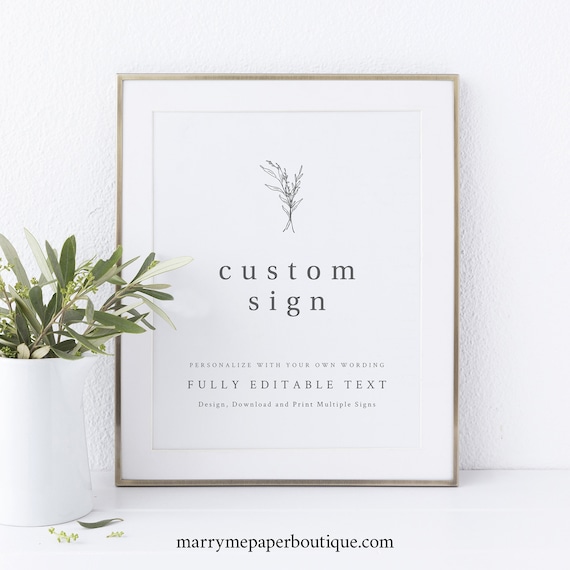 Wedding Sign Bundle Template, Create Multiple Modern Rustic Signs, Try Before You Buy, Templett Instant Download