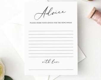 Advice Card Template, Elegant Script,  Editable Instant Download, Try Before Purchase