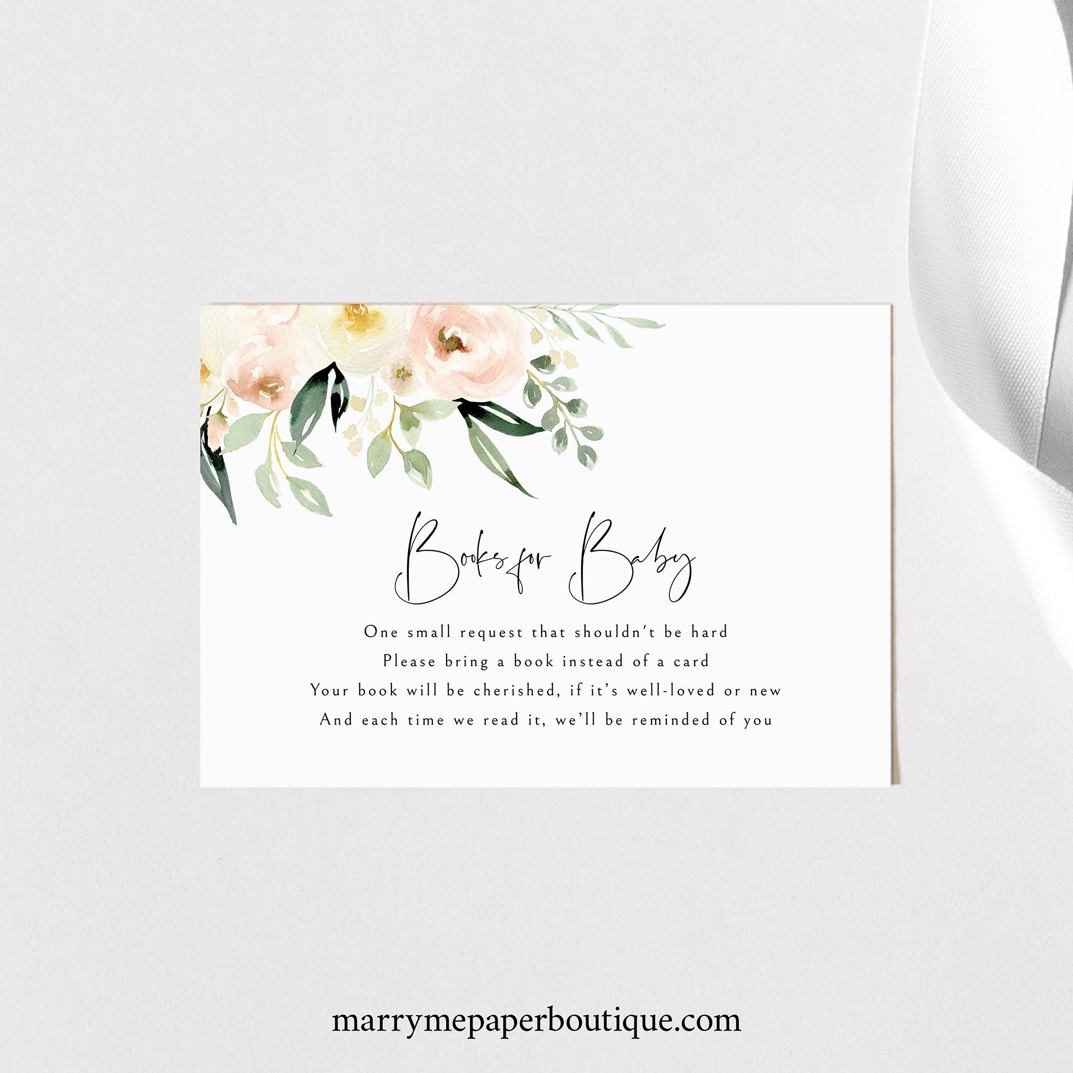 Books for Baby Template Pink Floral Greenery Baby Shower | Etsy