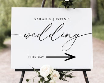 Wedding Direction Sign Template, Classic & Elegant, Wedding Directional Arrow Sign, This Way To The Wedding Sign, Templett INSTANT Download