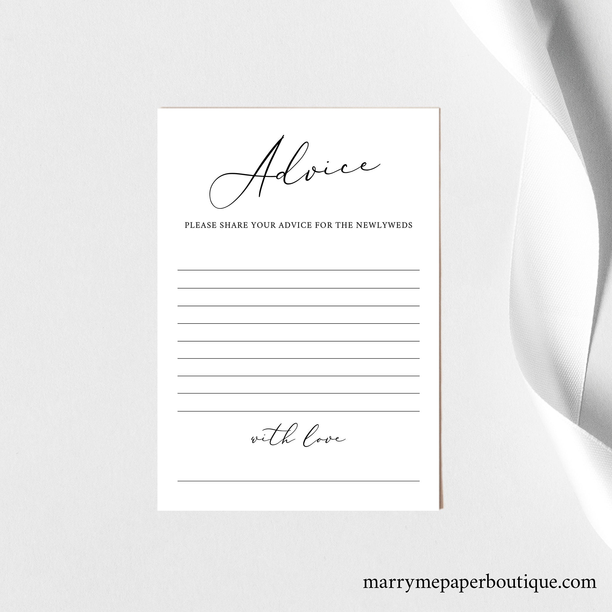 Advice Card Template Elegant Script Editable Instant Etsy