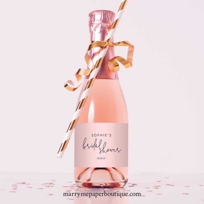 Mini Champagne Label Template Minimalist Elegant Editable &amp; | Etsy