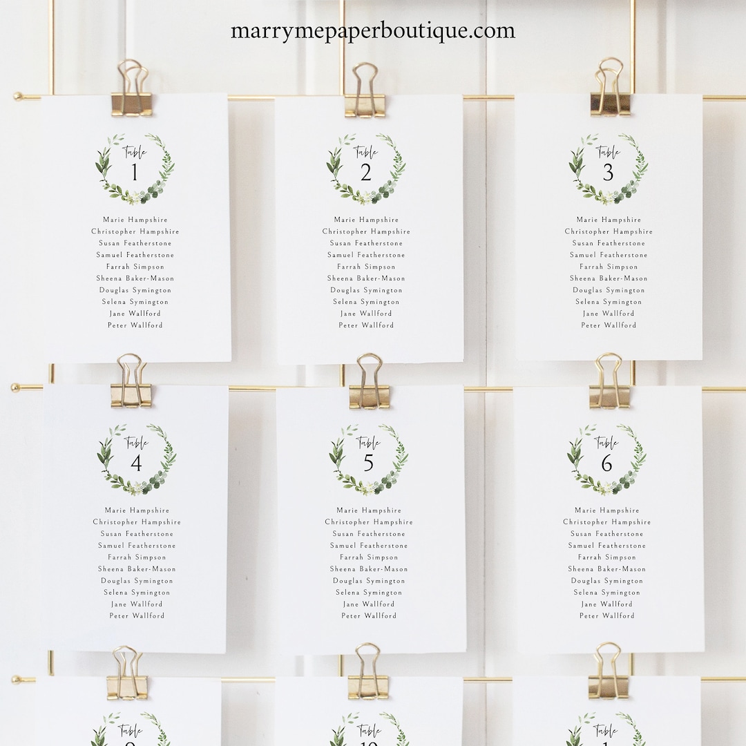 Wedding Seating Chart Cards Template, Editable &amp; Printable, Templett ...