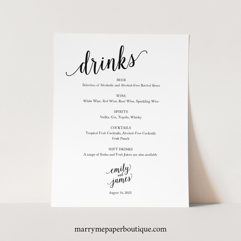 Bar Menu Template, Editable Instant Download, Modern Script, Try Before Purchase image 2