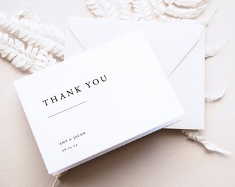 Classic Thank You Card Template, Folded, Simple Folding Thank You Note Card, Printable, Editable, Elegant, Templett INSTANT Download