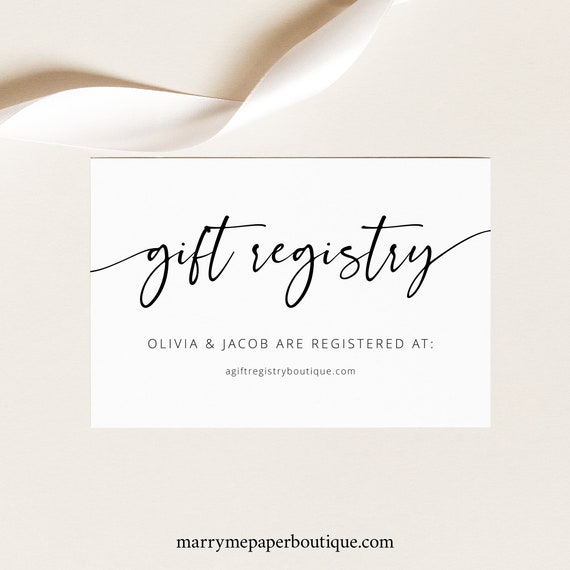 Wedding Registry Card Template, Modern Calligraphy, Gift Registry Printable, Templett Editable, INSTANT Download