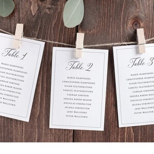 Wedding Seating Chart Cards Template, Traditional Wedding Calligraphy ...