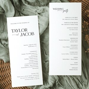 Wedding Program Template, Modern & Classic, Elegant Tall Wedding ...