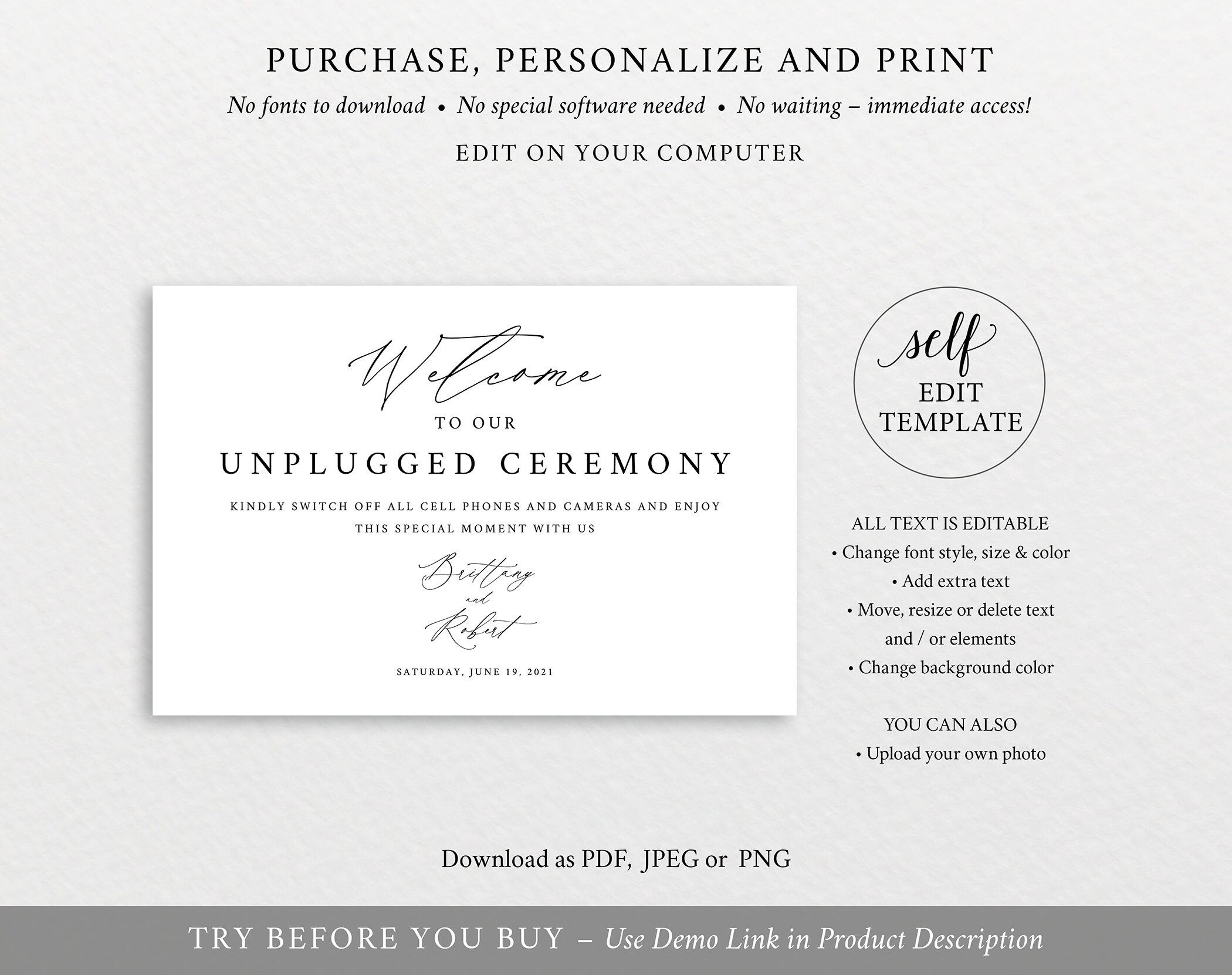 printable unplugged ceremony printable unplugged ceremony