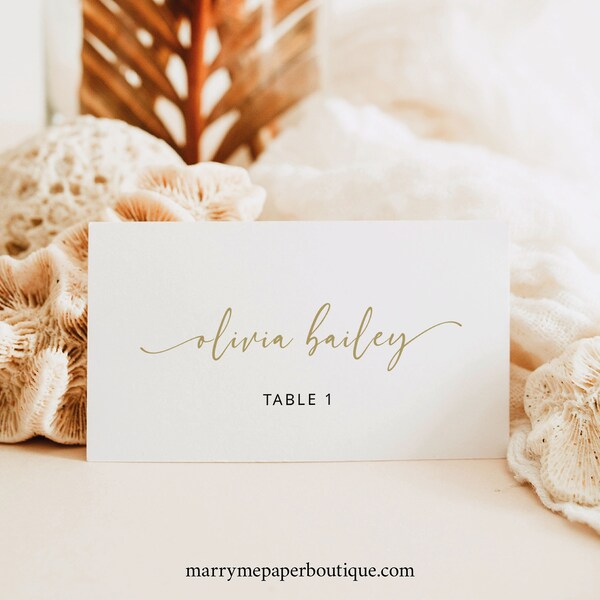 table place setting cards template Wedding Place Card Template, Gold, Modern Script, Flat & Tent Place Cards, Printable, Gold Place Cards, Templett INSTANT Download, Editable