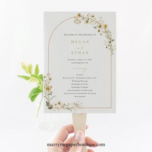 Wedding Program Fan Template, Rustic Yellow Flowers Arch, Editable ...