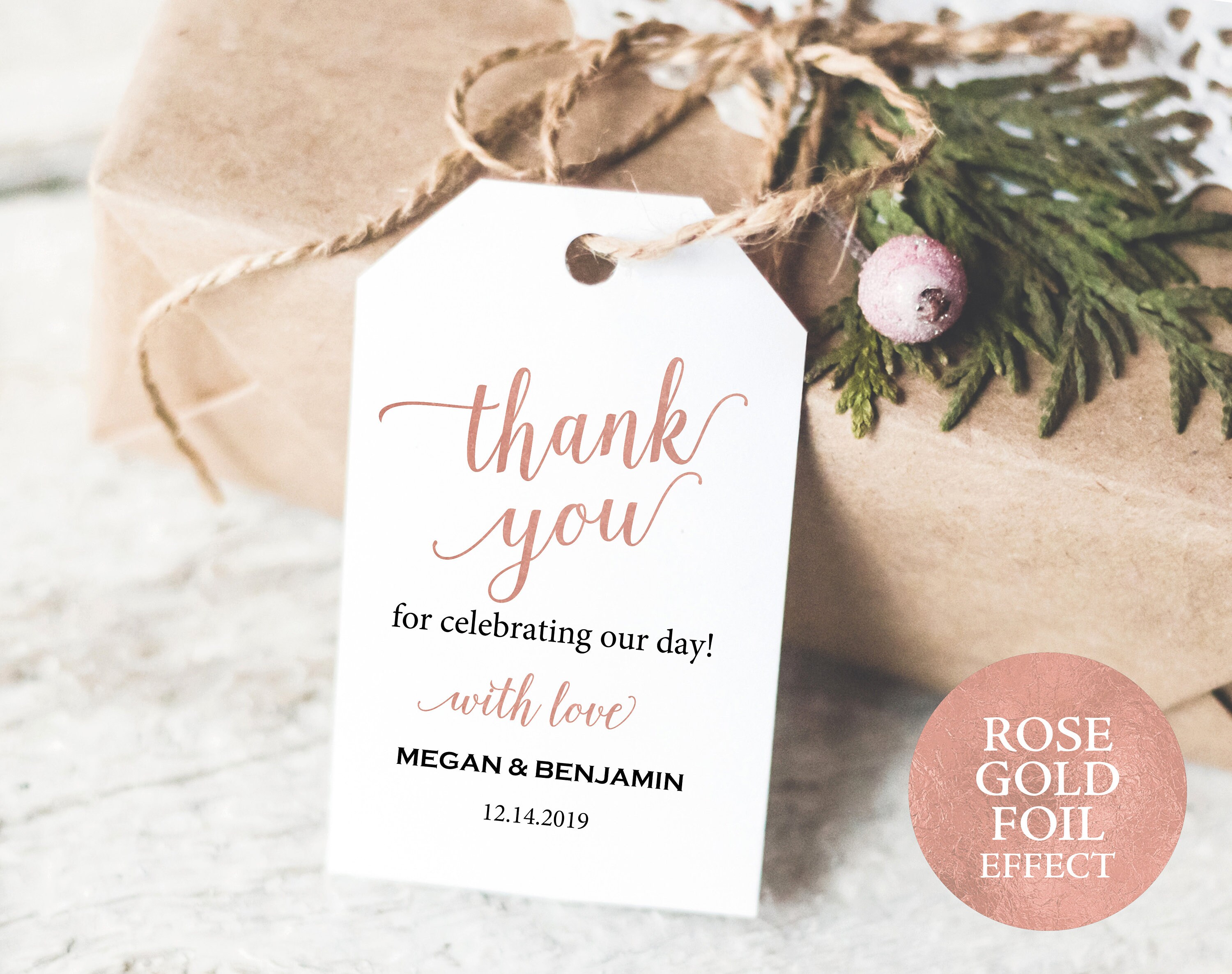 rose gold wedding thank