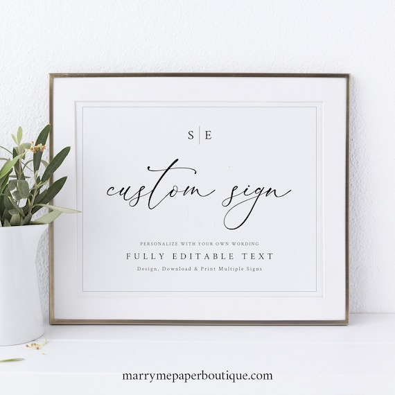 Wedding Signs Bundle Template, Minimalist Wedding Monogram, Editable, 8x10 Wedding Sign Bundle, Printable, Templett INSTANT Download