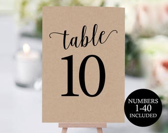 Table Number Template, Table Numbers, Printable Table Numbers, Table Numbers Wedding, Calligraphy, 4x6, 5x7, PDF Instant Download, MM01-2