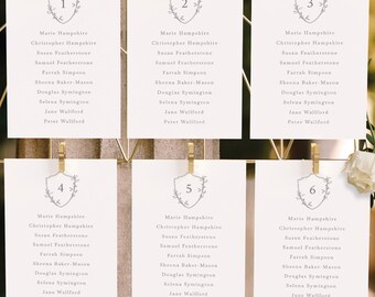 Seating Plan Cards Template, Elegant Crest & Monogram, Editable, Wedding Seating Chart Cards, Printable, 4x6, Templett INSTANT Download