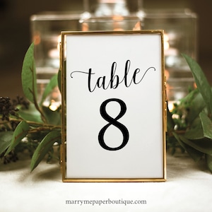 Table Number Template, Table Numbers, Printable Table Numbers, Table Numbers Wedding, Calligraphy, 4x6, 5x7, Instant Download image 2