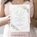 Bridal Shower Invitation Template, Greenery Hexagonal, Editable & Printable Instant Download, Templett, Try Before Purchase 