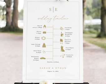 Wedding Timeline Sign Template, Minimalist Wedding Monogram, Wedding  Itinerary Sign, Printable, Gold, Editable, Templett INSTANT Download