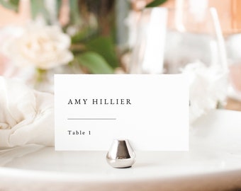 Classic Wedding Place Card Template, Simple Flat & Folding Tent Place Cards, Printable, Editable, Folded, Templett INSTANT Download