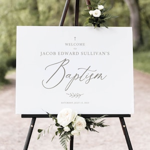 Baptism Welcome Sign Template, Elegant Font, Baptism Sign Printable, Editable, Templett INSTANT Download image 1