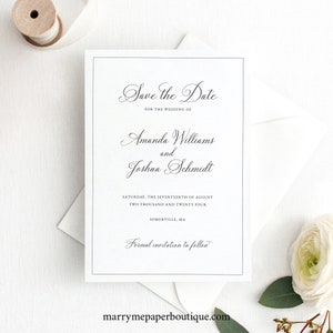 Save the Date Template, Traditional Wedding Calligraphy & Border, Save Our Date Card Printable, Editable, Templett INSTANT Download immagine 2