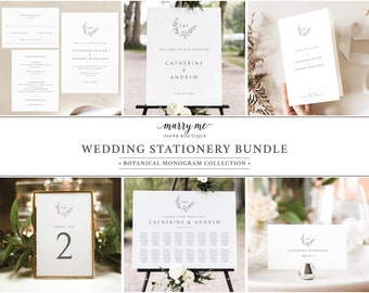 Wedding Template Bundle, Elegant Monogram, Demo Available, Wedding Bundle Templates, Wedding Template Kit, Templett Instant Download
