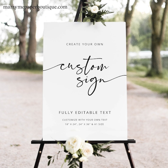 Wedding Sign Template, Modern Calligraphy, Self Edit, Large Wedding Sign, Printable, Poster, Editable, Templett INSTANT Download, Portrait