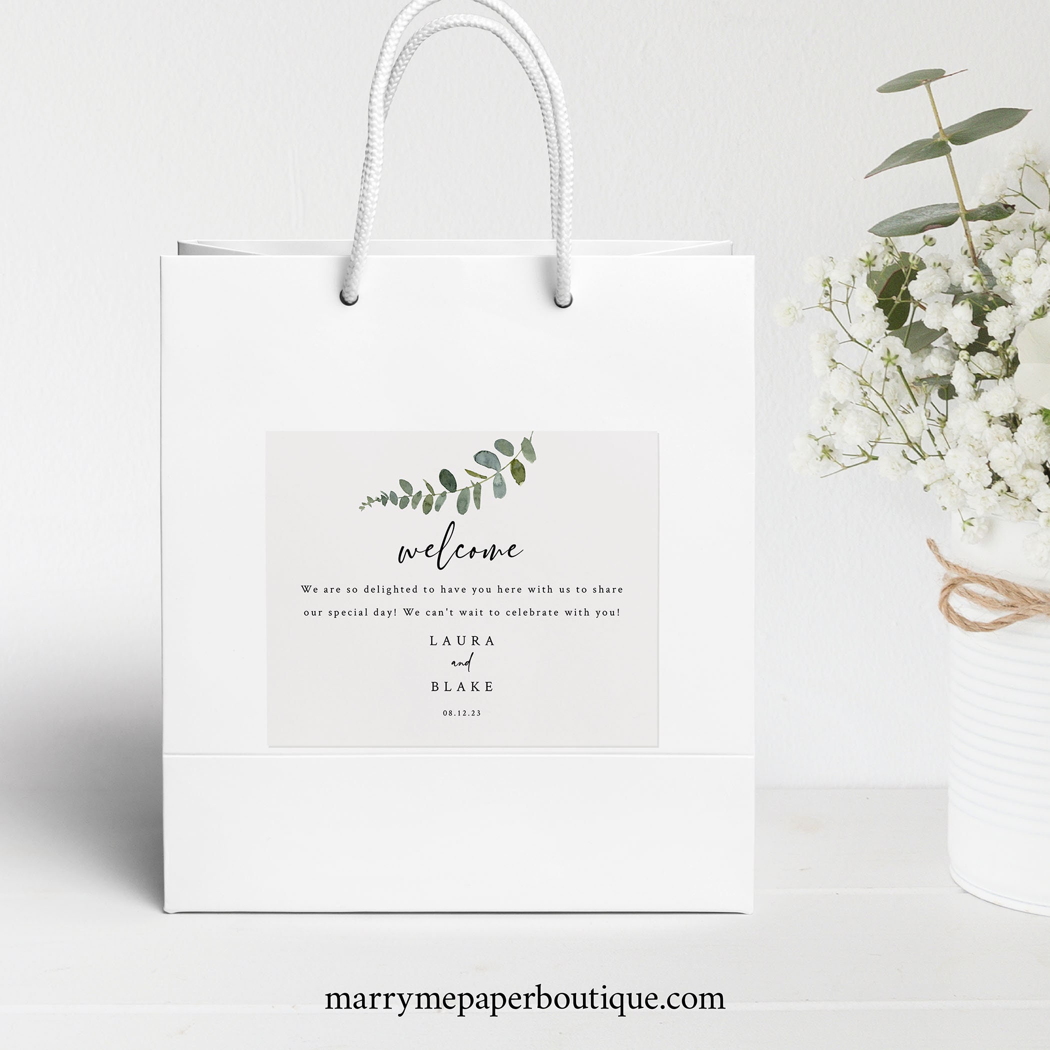 Geometric Wedding Welcome Template Wedding Hotel Welcome Note INSTANT DOWNLOAD Editable Eucalyptus Wedding Welcome Labels WB105