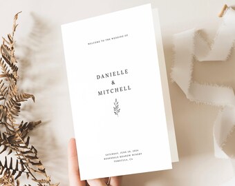 Wedding Program Template, Folded, Botanical, Self-Edit, Templett INSTANT Download, Editable, Printable, Try Before Purchase