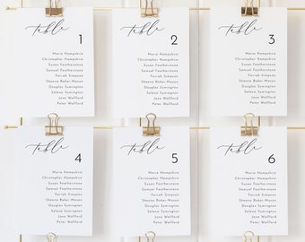 Seating Cards Template, Luxury Calligraphy, Elegant Wedding Seating Chart Cards, Printable, Editable, Templett INSTANT Download