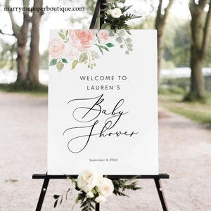Baby Shower Sign Template, Try Before Purchase, Editable Instant Download, Blush Pink Floral