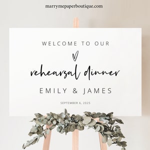 Rehearsal Dinner Welcome Sign Template, Love Heart, Editable, Modern Rehearsal Welcome Sign, Printable, Templett INSTANT Download image 2