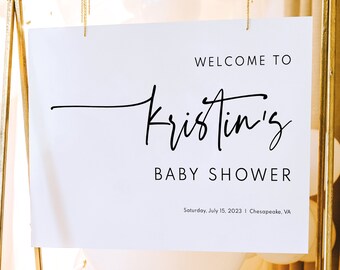 Baby Shower Welcome Sign Template, Modern & Contemporary, Clean Simple Baby Shower Sign, Printable, Templett INSTANT Download, Editable