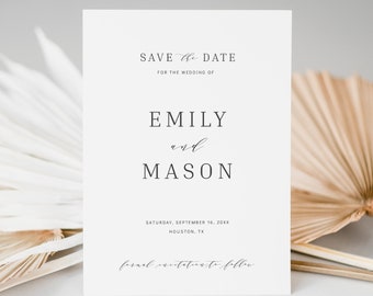 Save the Date Template, Elegant,  Editable Instant Download, Try Before Purchase