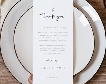 Thank You Letter Template, Love Heart, Modern Wedding, Personalizable Guest Thank You Note, Printable, Editable, Templett INSTANT Download