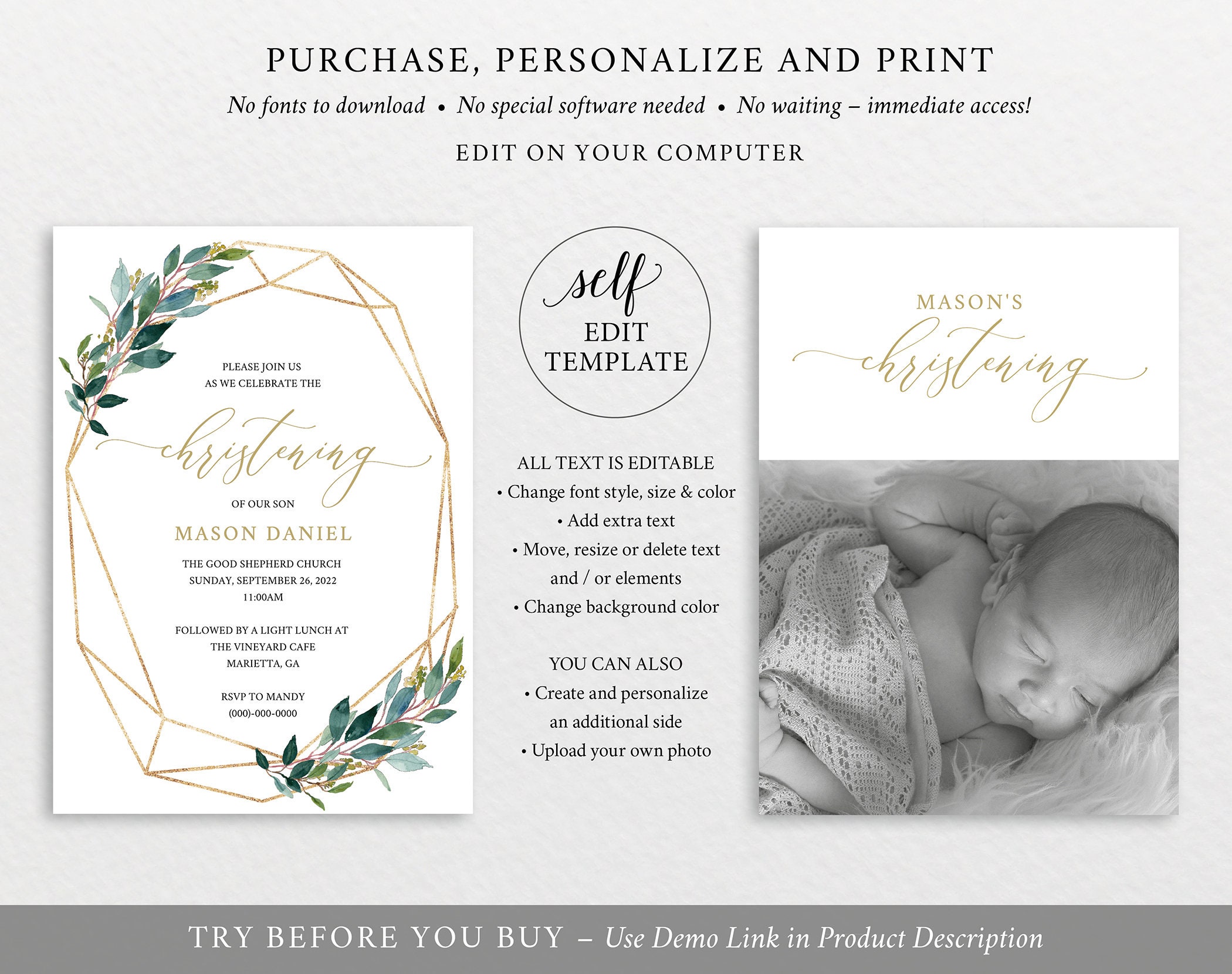 Blank Christening Invitation Templates