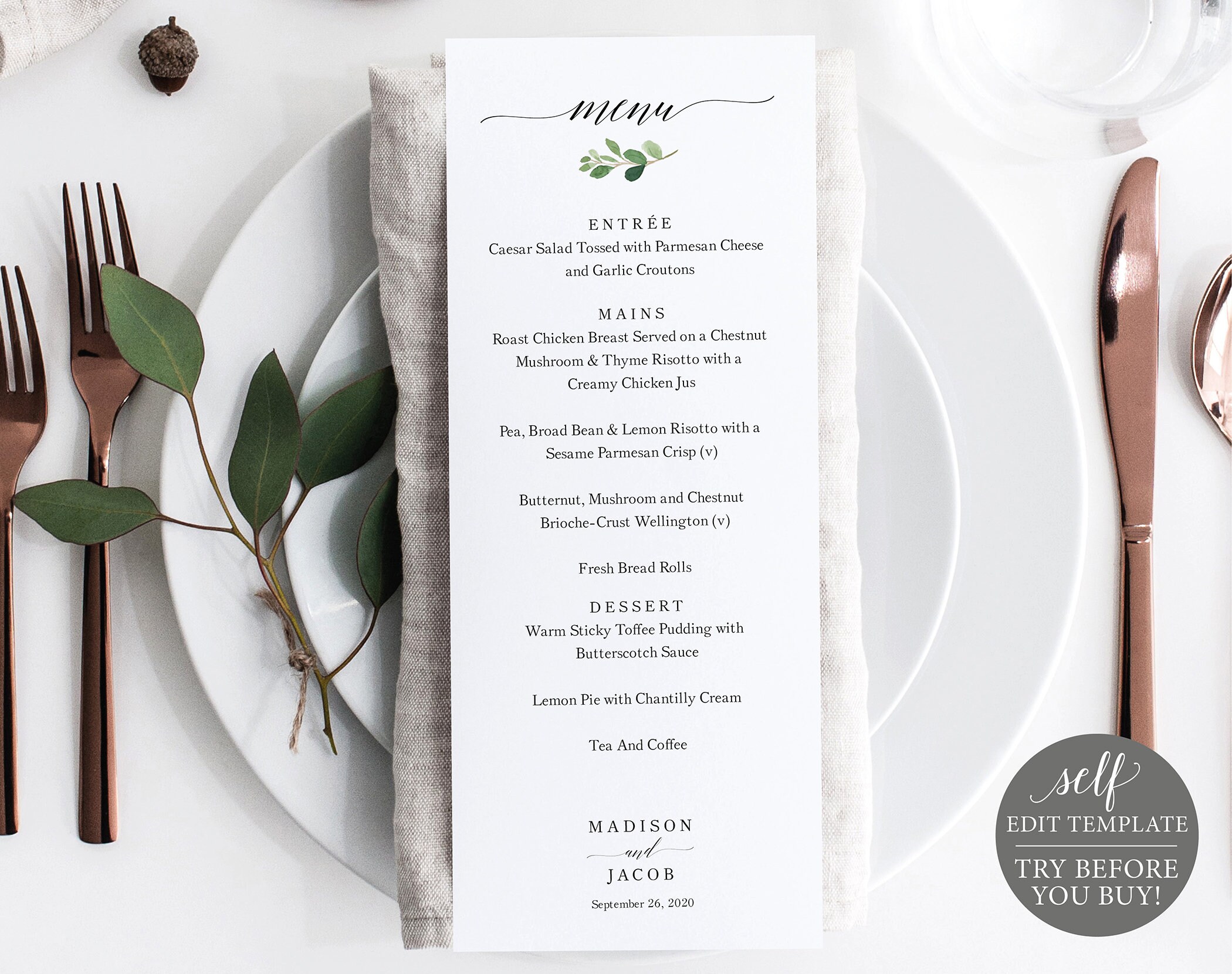Free Printable Menu Templates For Wedding
