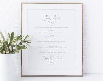 Bar Menu Template, Elegant Font, Templett, Instant Download, Editable & Printable, Try Before Purchase
