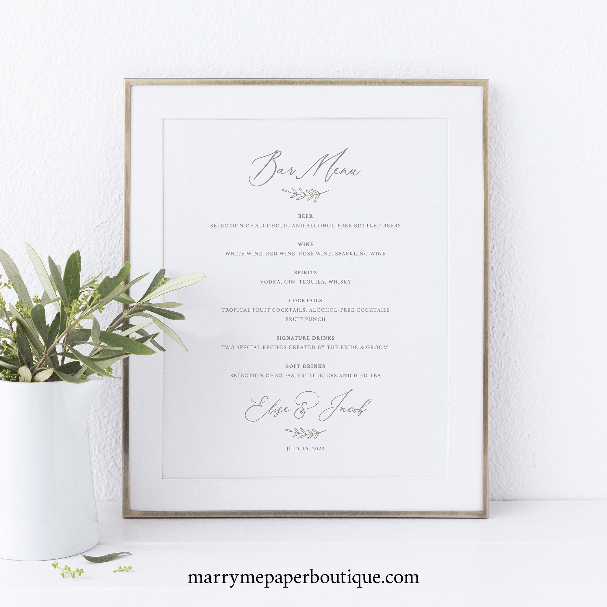 Bar Menu Template Elegant Font Templett Instant Download Editable Printable Try Before You Buy