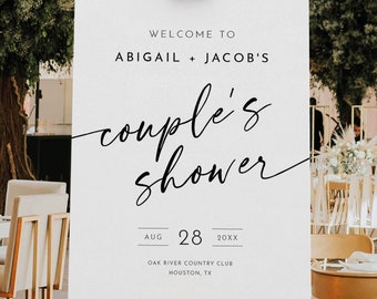 Couples Shower Welcome Sign Template, Minimalist Calligraphy, Editable, Modern Couples Shower Sign, Printable, Templett INSTANT Download