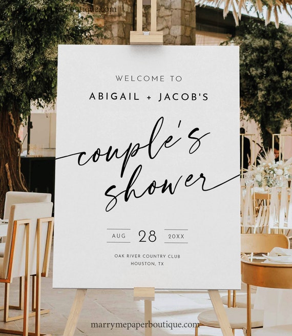 Couples Shower Welcome Sign Template, Minimalist Calligraphy, Editable, Modern Couples Shower Sign, Printable, Templett INSTANT Download