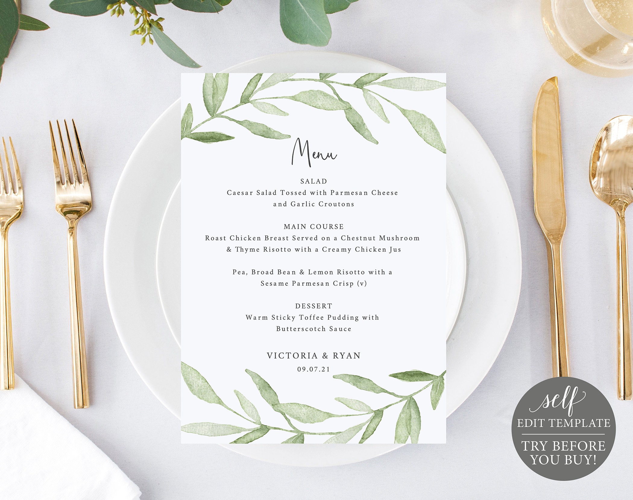 wedding-menu-template-greenery-leaves-editable-instant-etsy