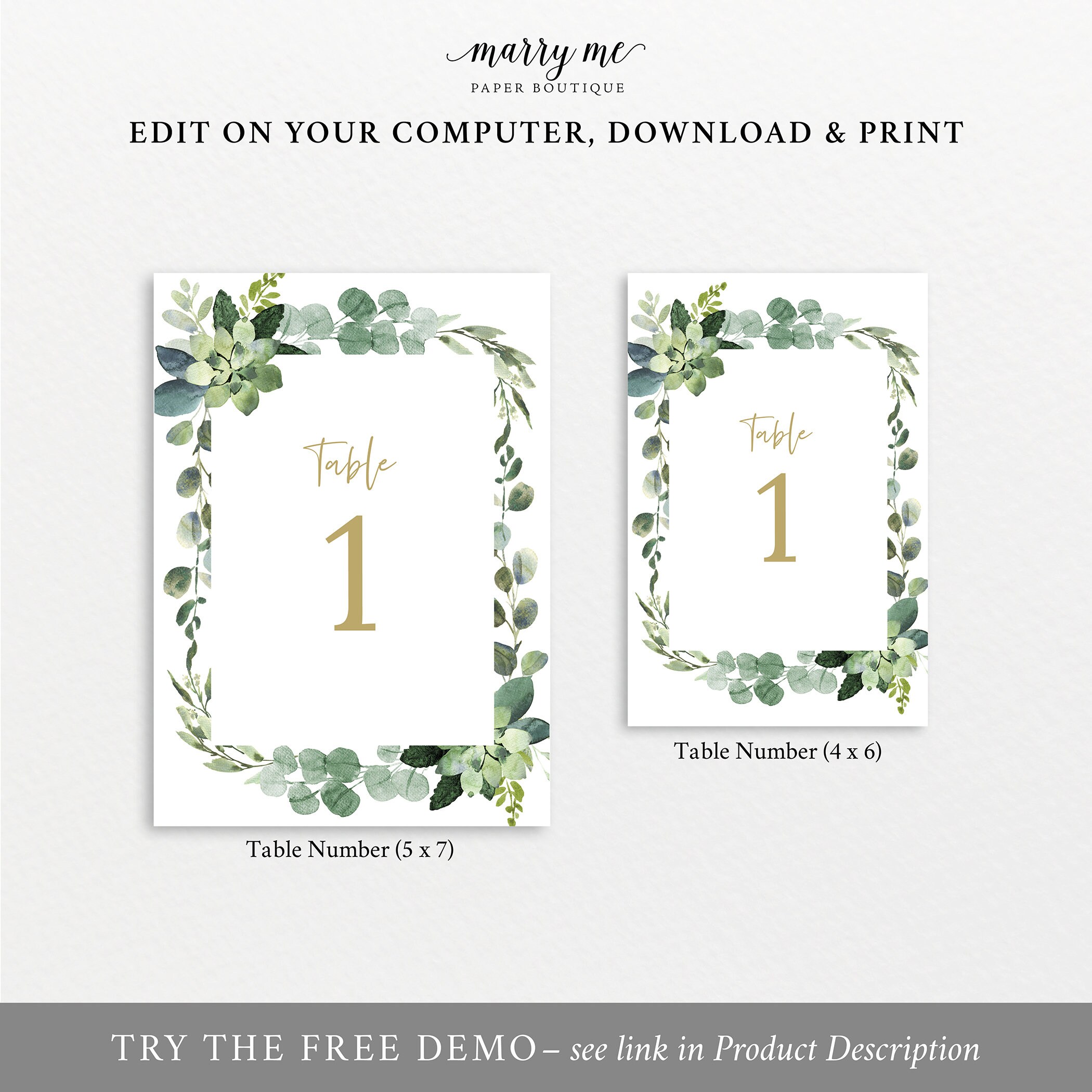table number sign template table number card printable lush greenery