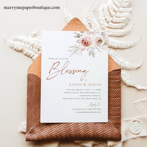 Marriage Blessing Ceremony Invitation Template, Floral Boho, Printable, Boho Blessing Invitation Card, Editable, Templett INSTANT Download image 2