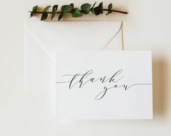 Elegant Thank You Card Template, Modern Folded Card, Printable, Templett Editable, Instant Download