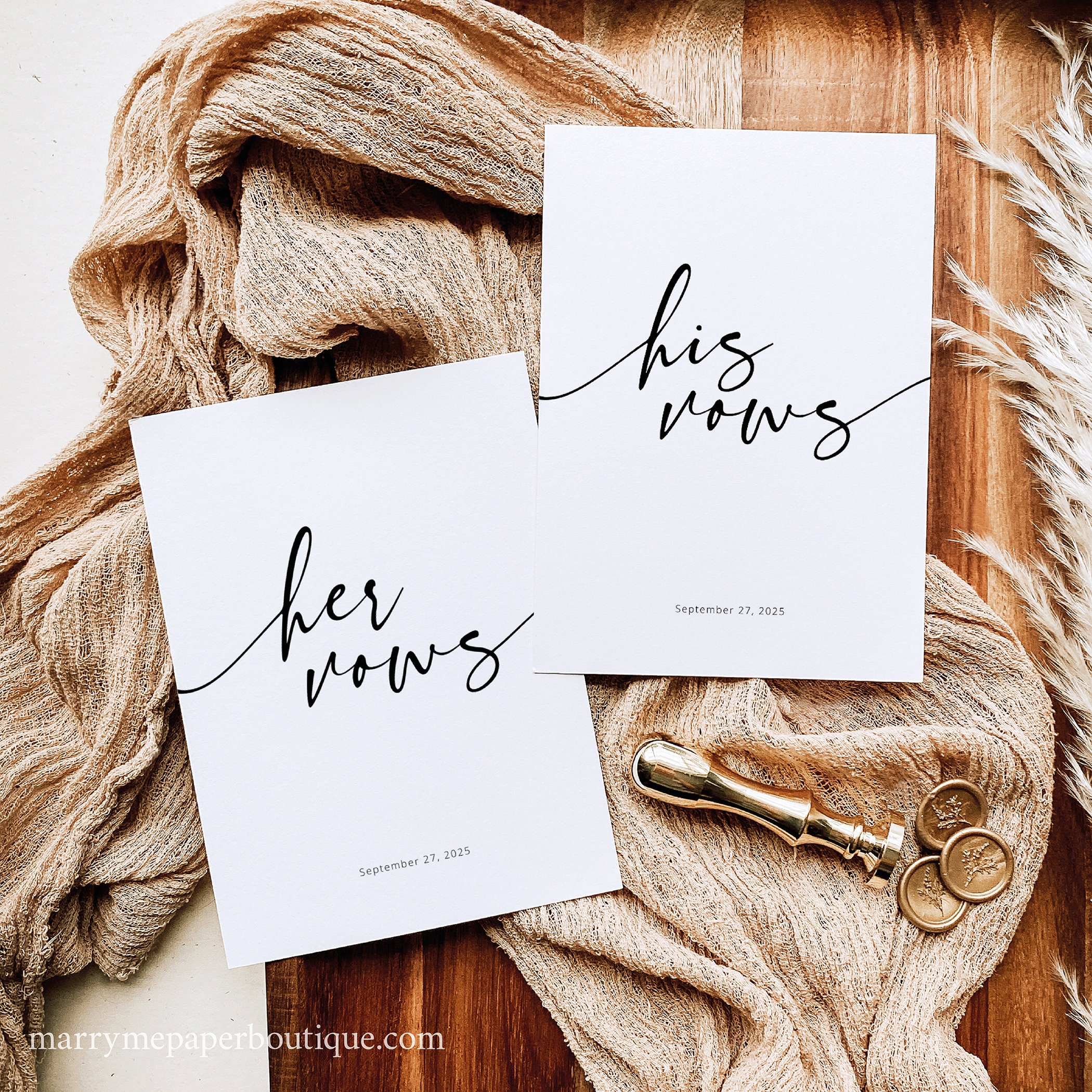 Wedding Vows Cards Template, Modern Calligraphy, Modern Vows Cards Wedding Vows Cards Template, Modern Calligraphy, Modern Vows Cards