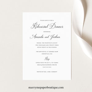 Rehearsal Dinner Invitation Template, Calligraphy, Traditional Wedding Rehearsal Dinner Invite, Printable, Templett INSTANT Download